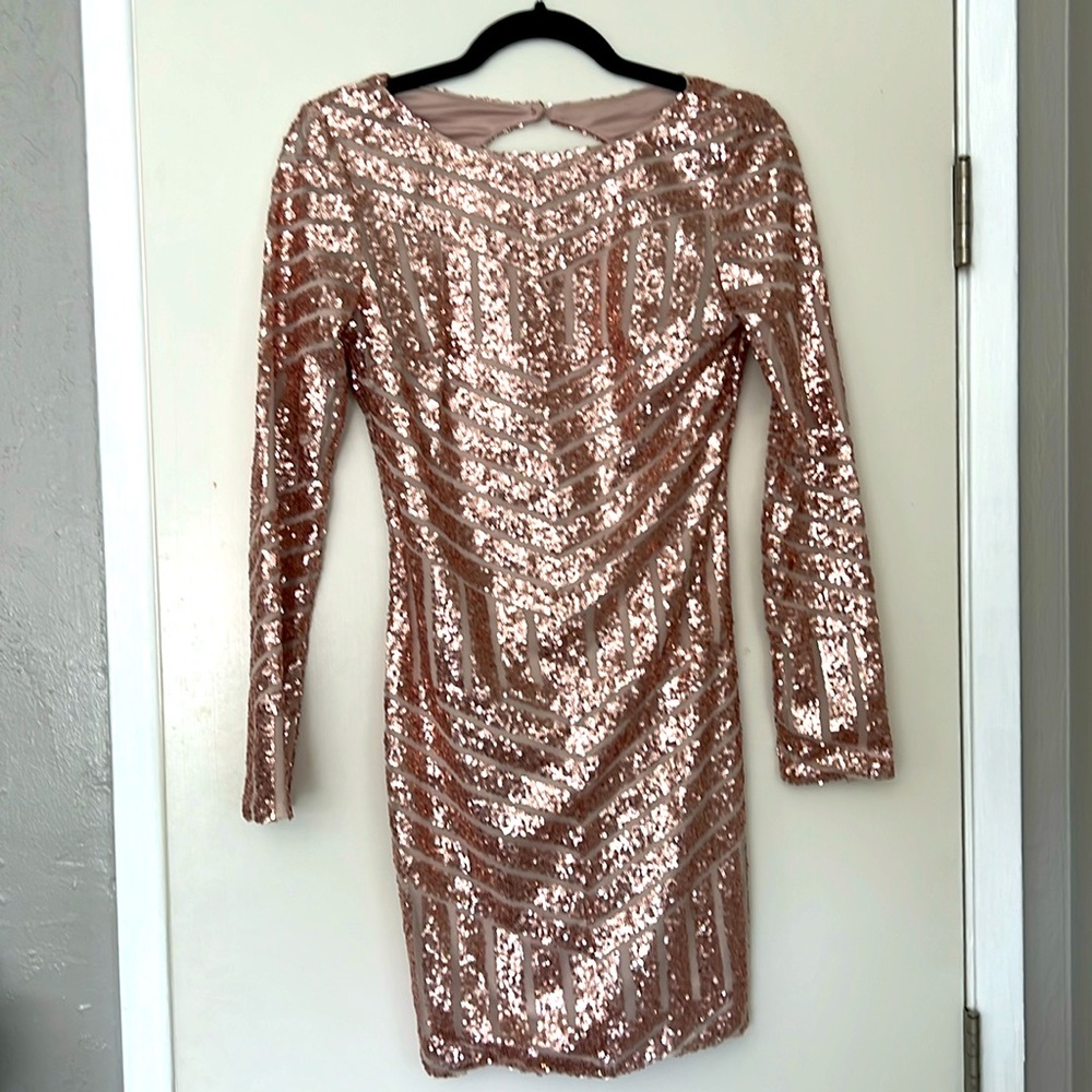 Rose gold sequined dress